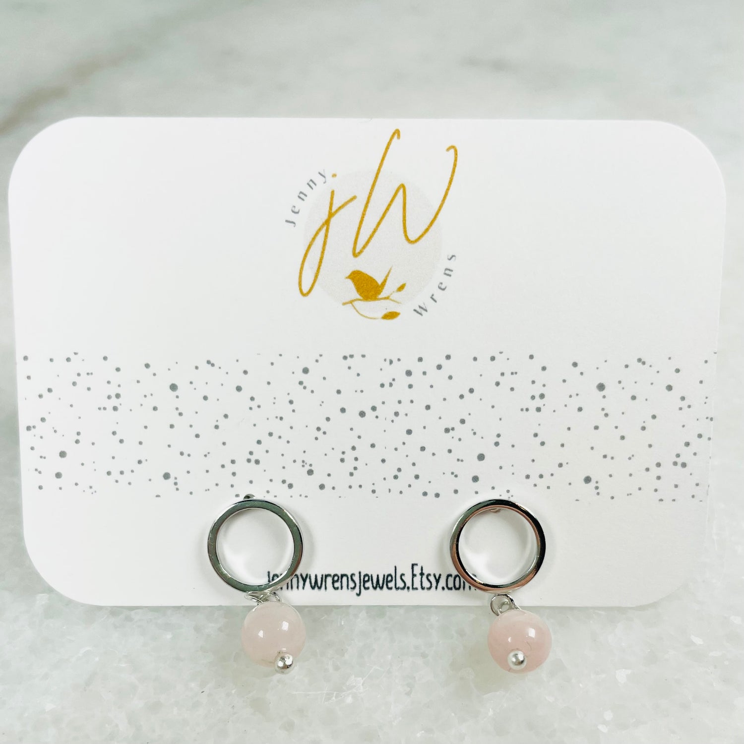 Rose Quartz Circle Earrings