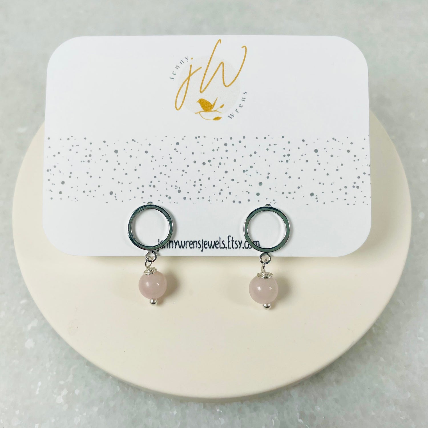 Rose Quartz Circle Earrings