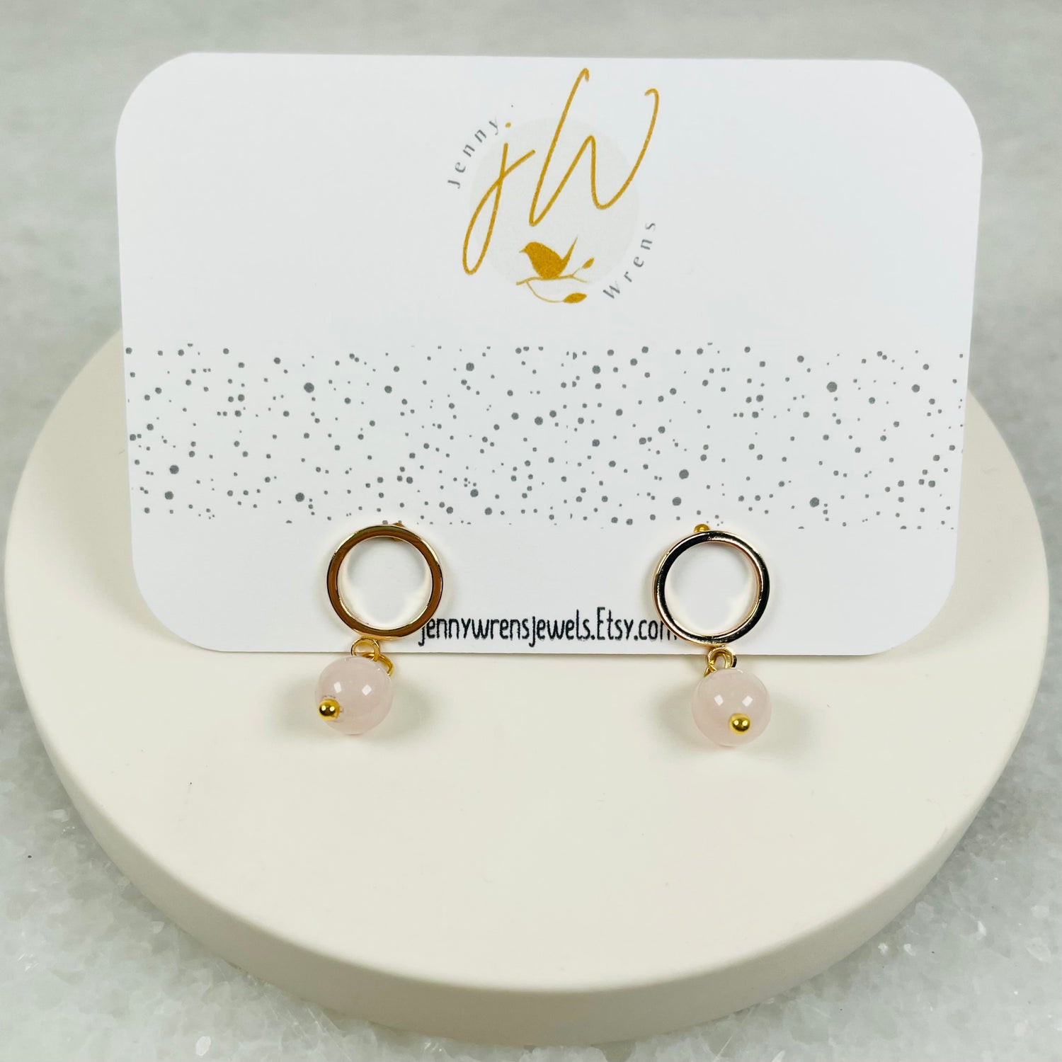 Rose Quartz Circle Earrings