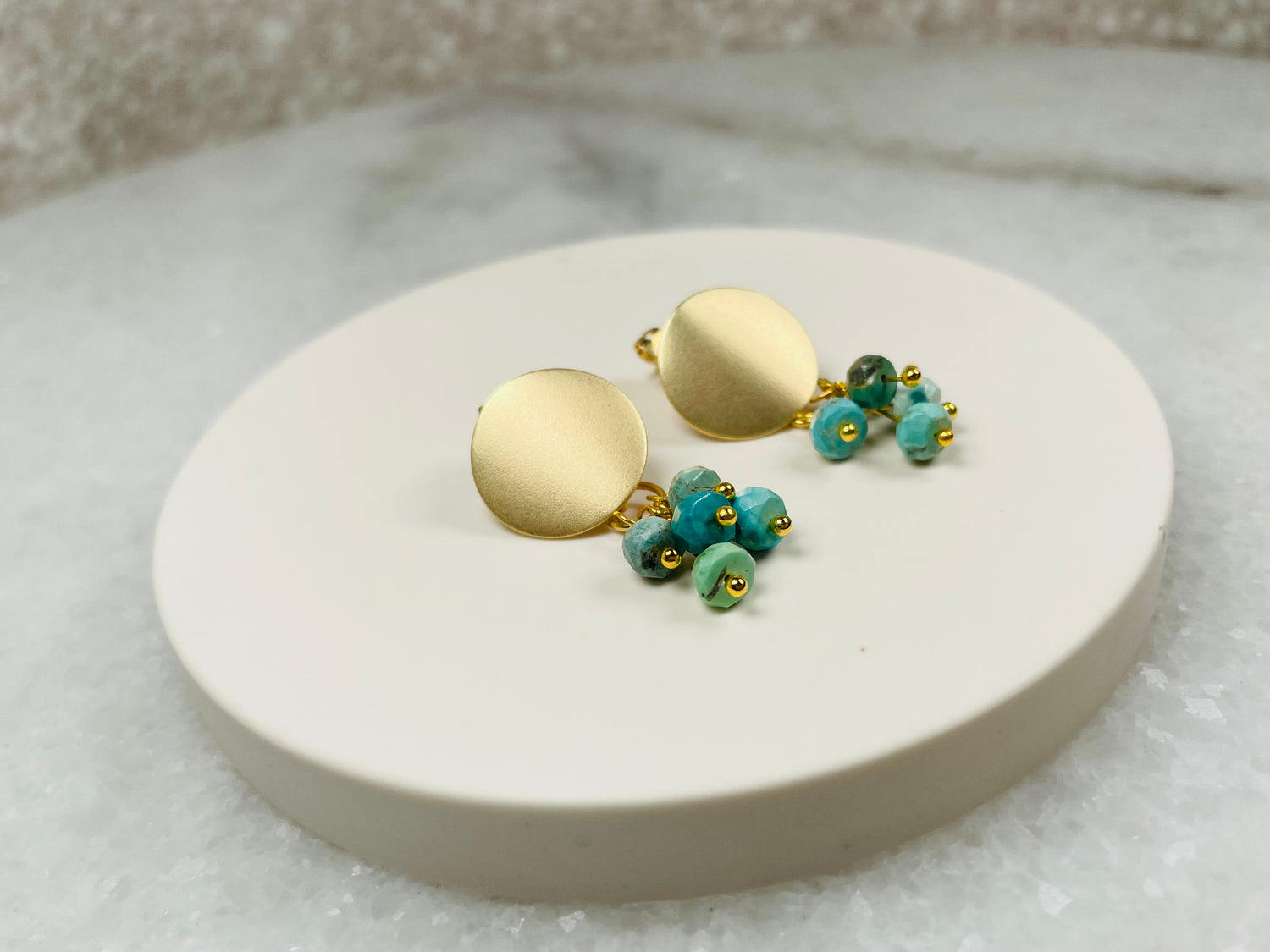 Turquoise Circle Stud Earrings