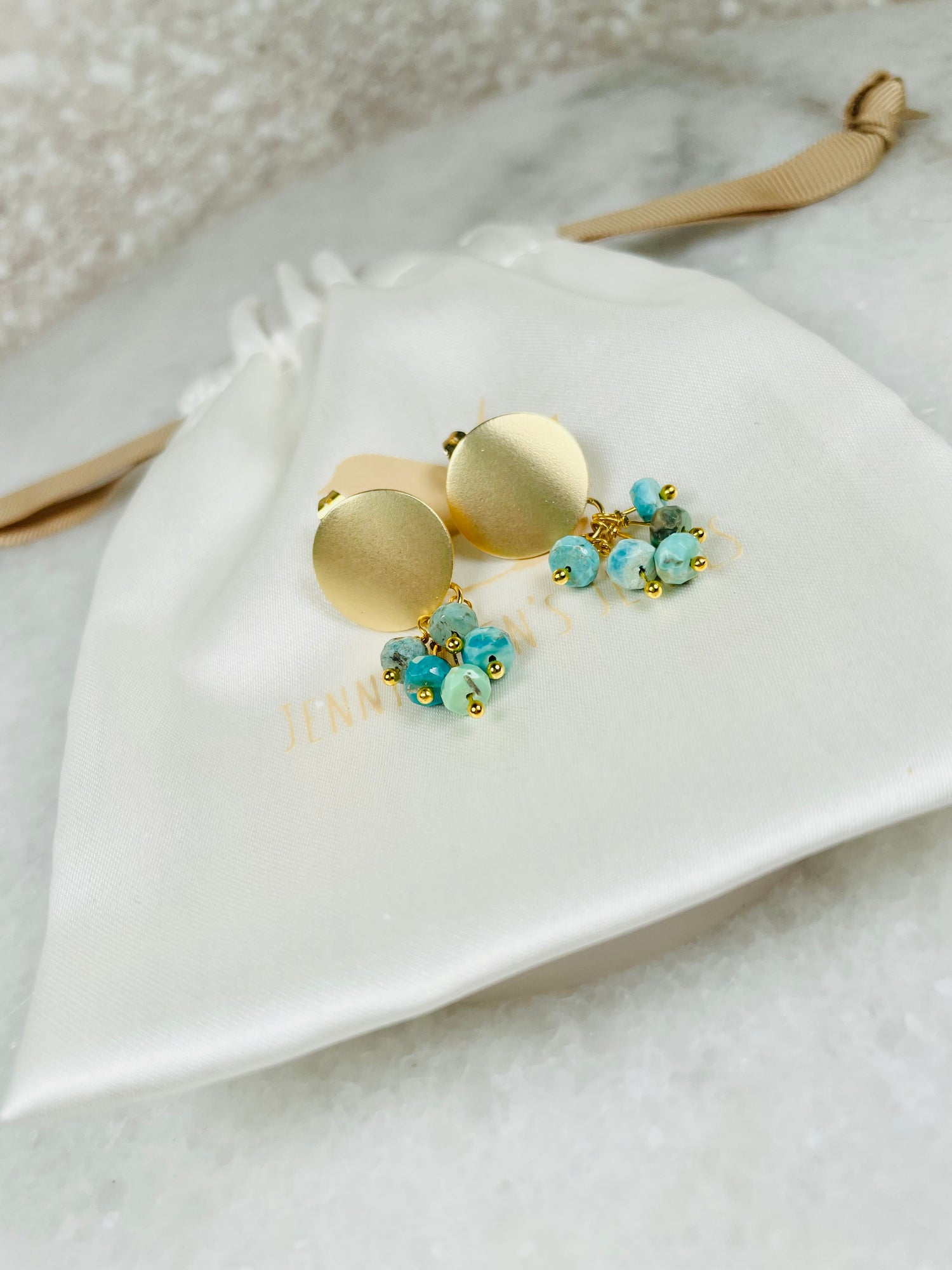 Turquoise Circle Stud Earrings