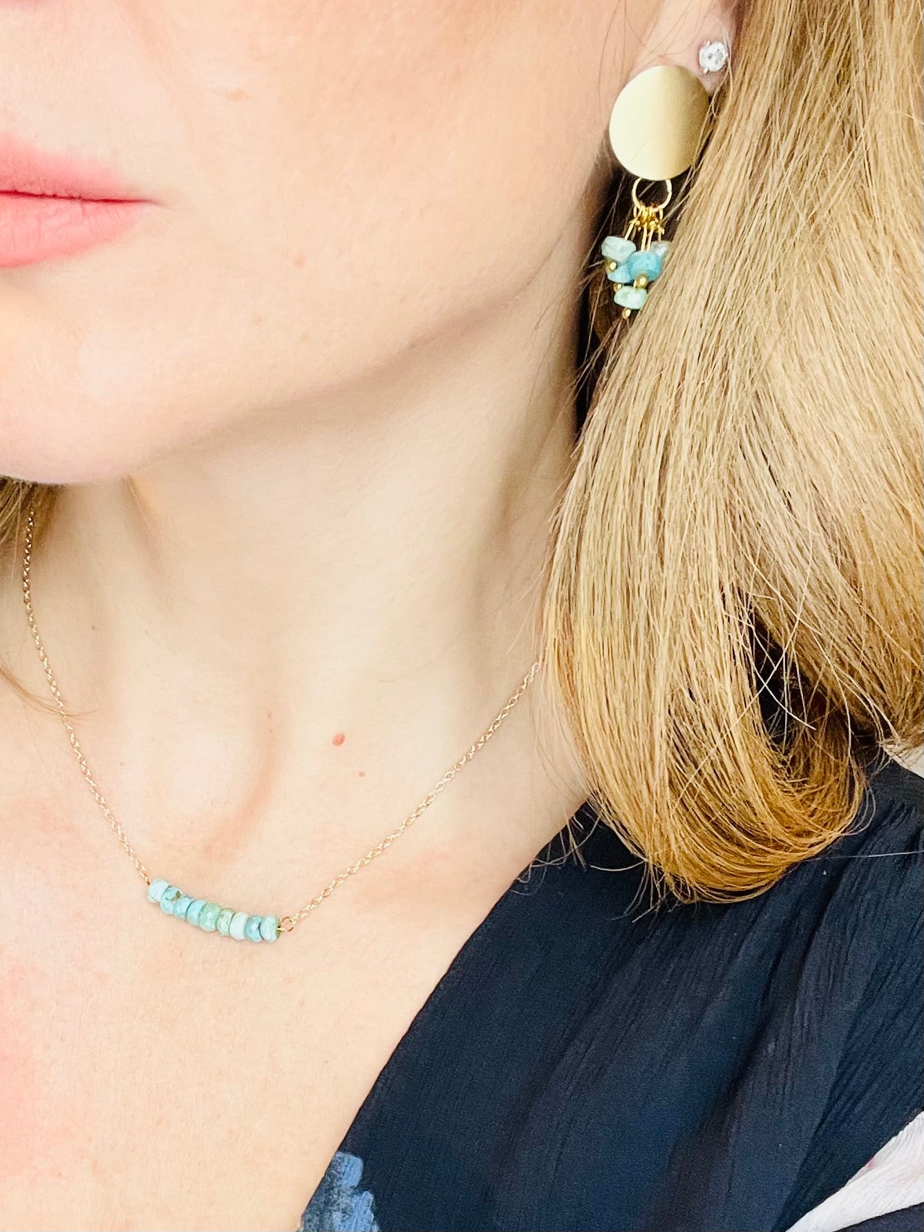 Turquoise Circle Stud Earrings