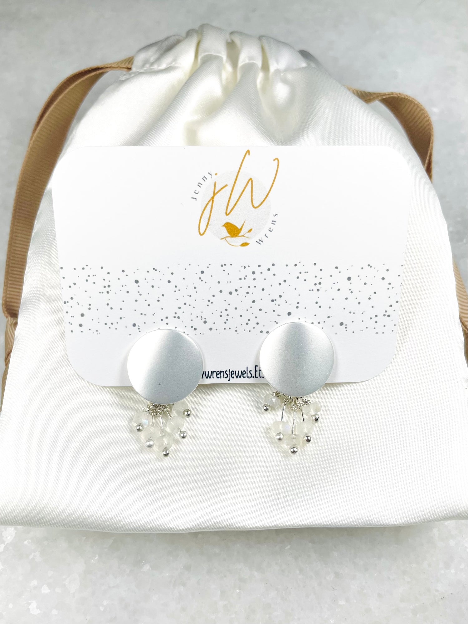 Moonstone Circle Stud Earrings