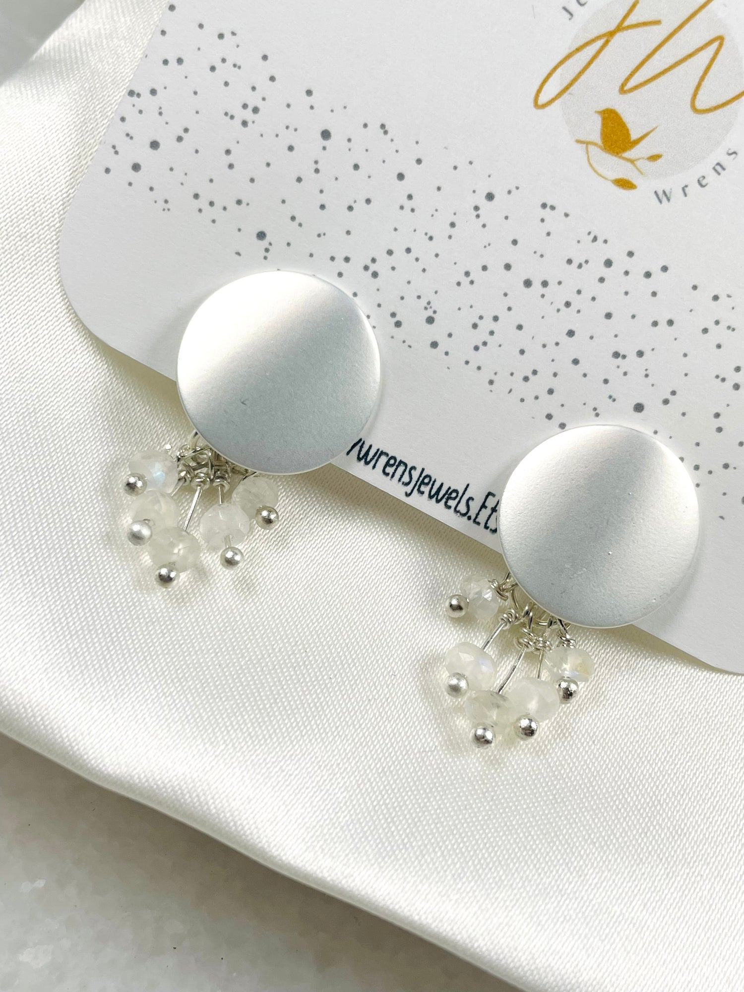 Moonstone Circle Stud Earrings