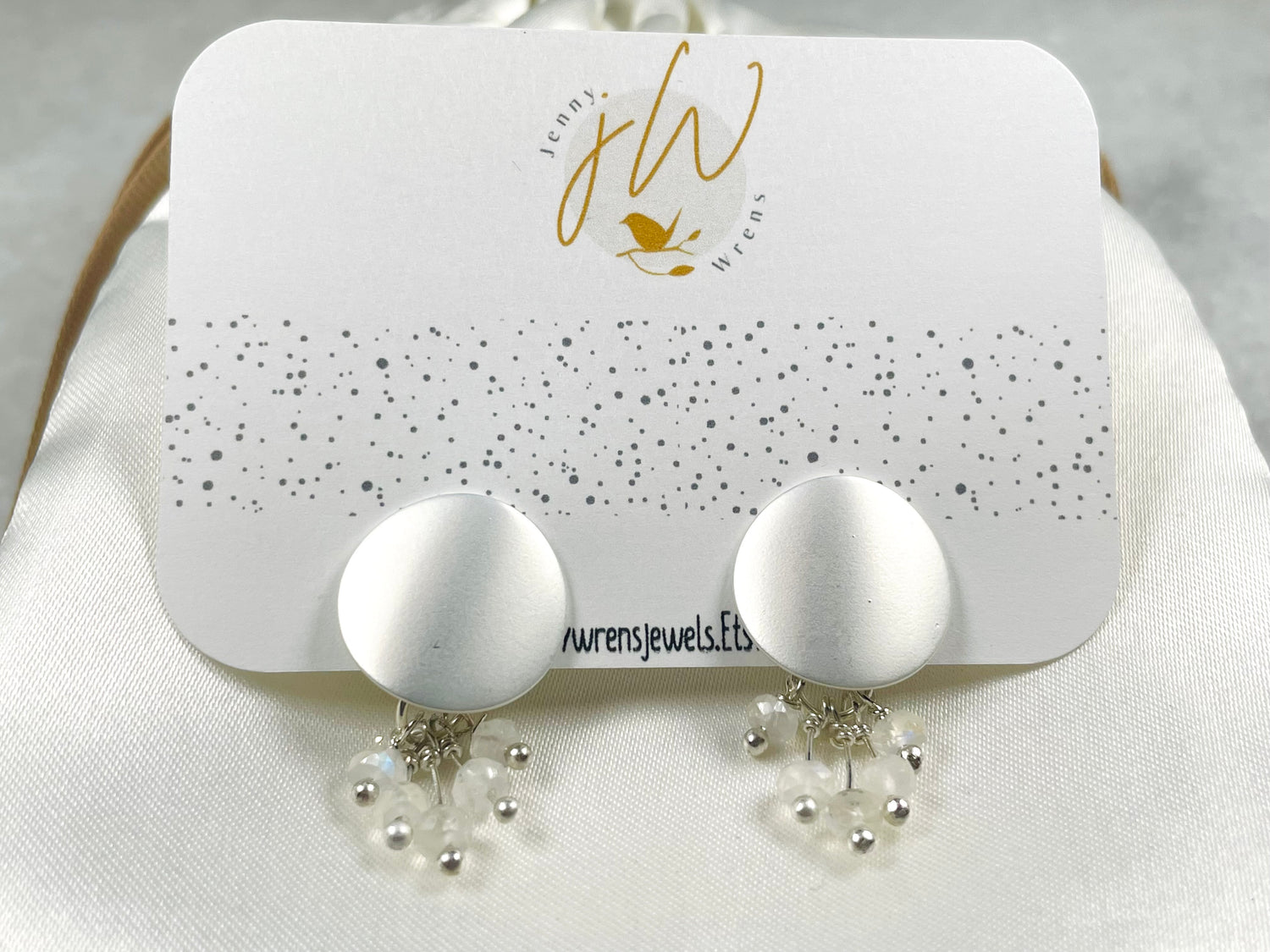 Moonstone Circle Stud Earrings