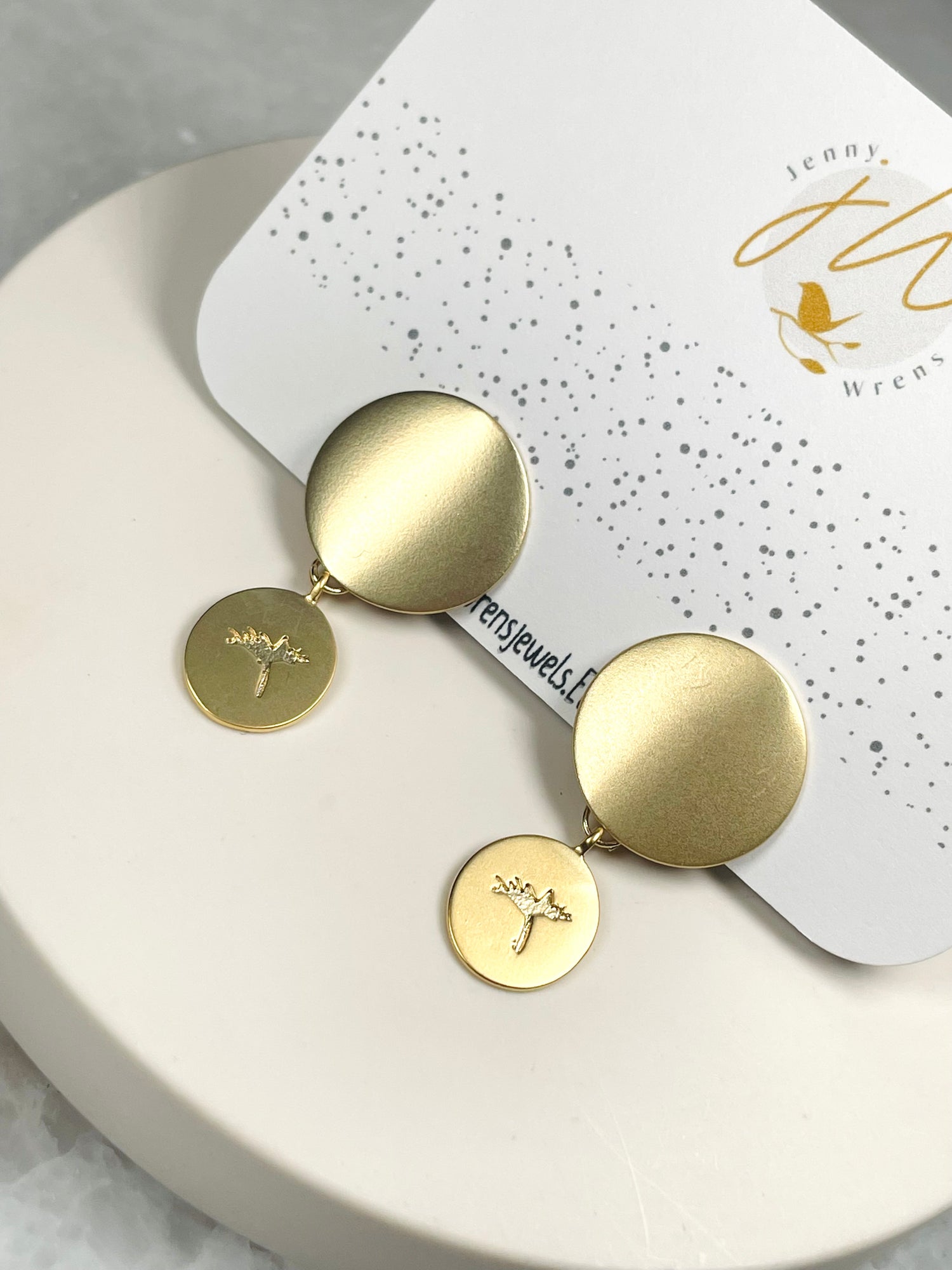 Gold Disc Stud Earrings