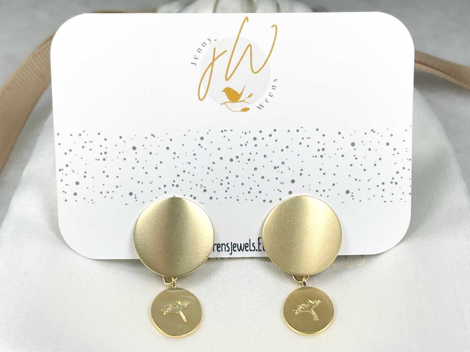 Gold Disc Stud Earrings