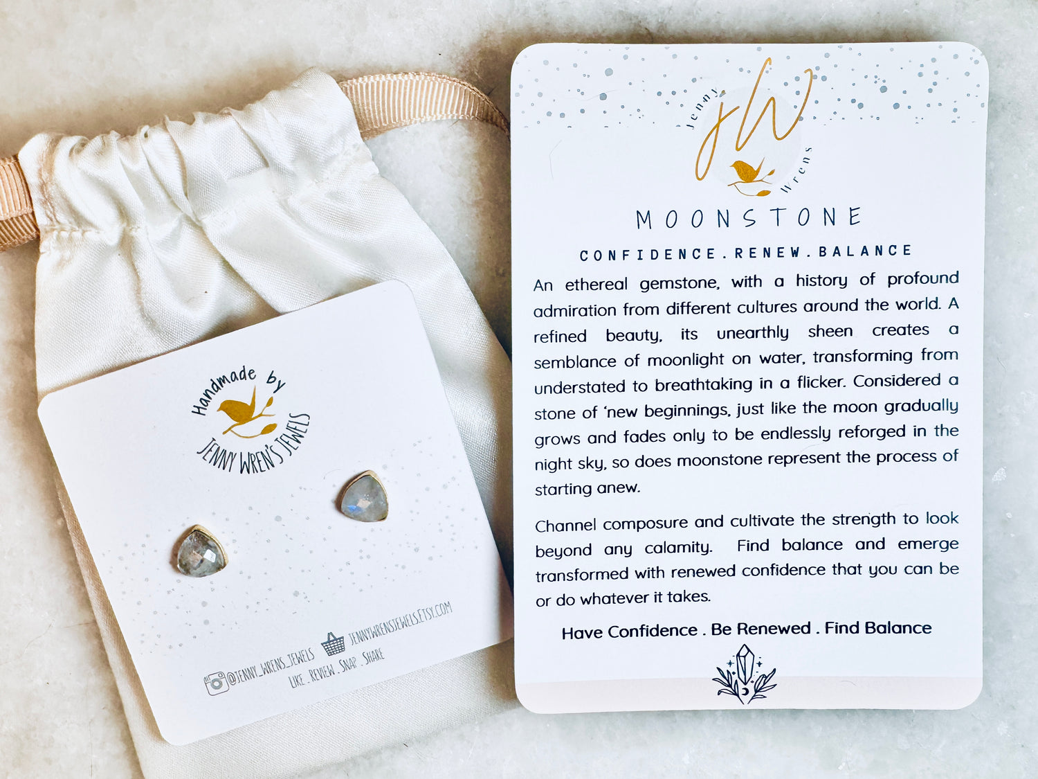 Moonstone Gold Stud Earrings