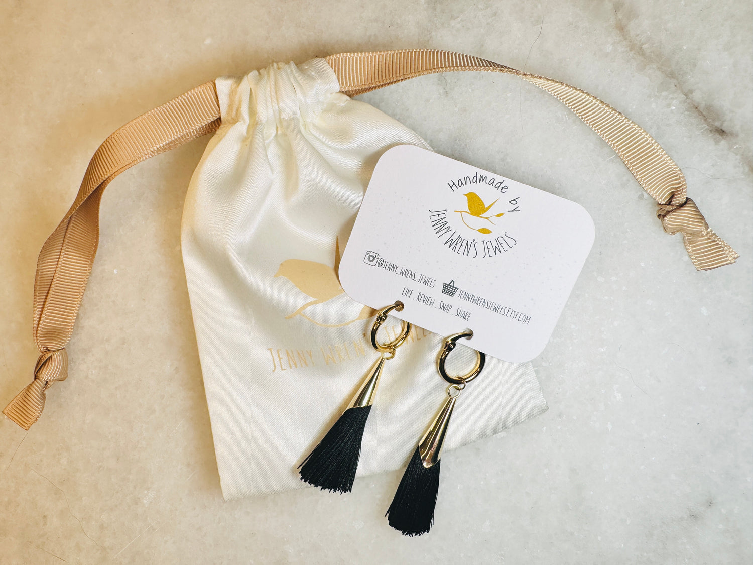 Black Tassel Hoop Earrings