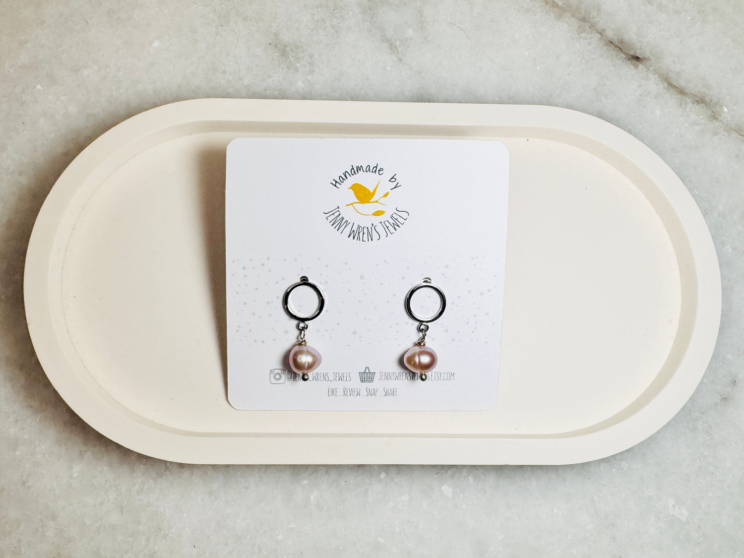 Pink Freshwater Pearl Circle Studs