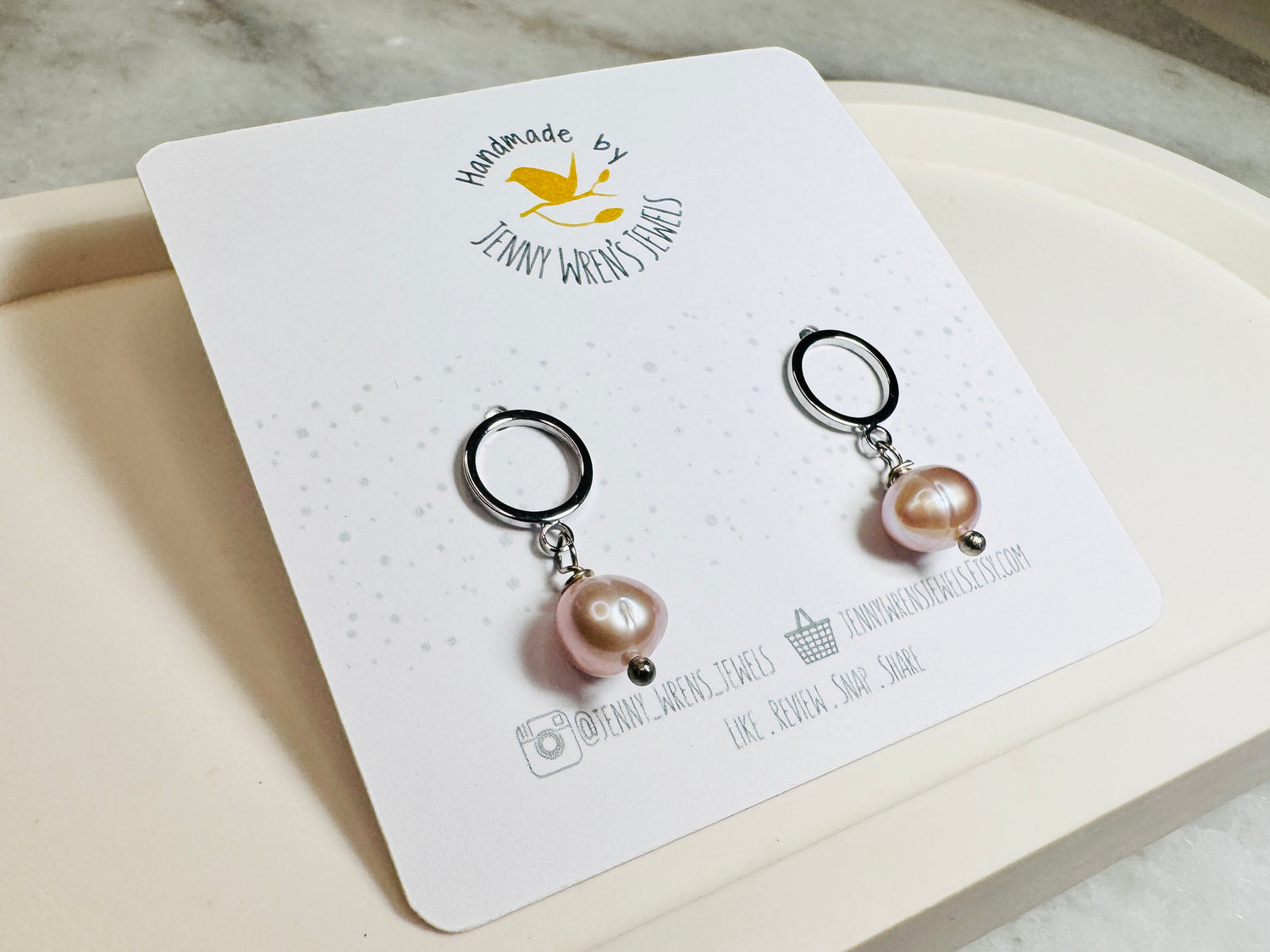 Pink Freshwater Pearl Circle Studs
