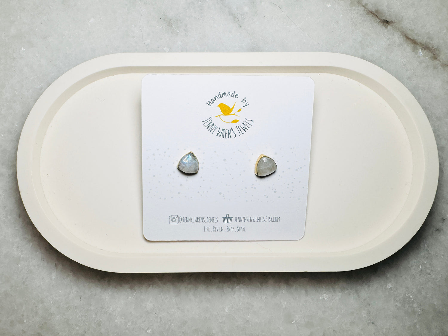 Moonstone Gold Stud Earrings