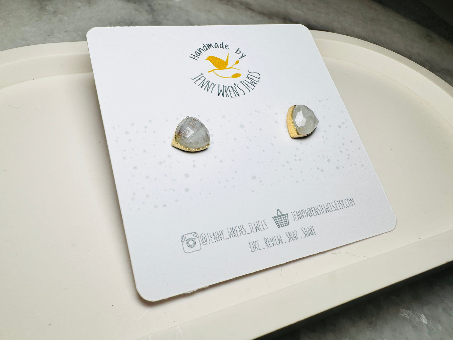 Moonstone Gold Stud Earrings