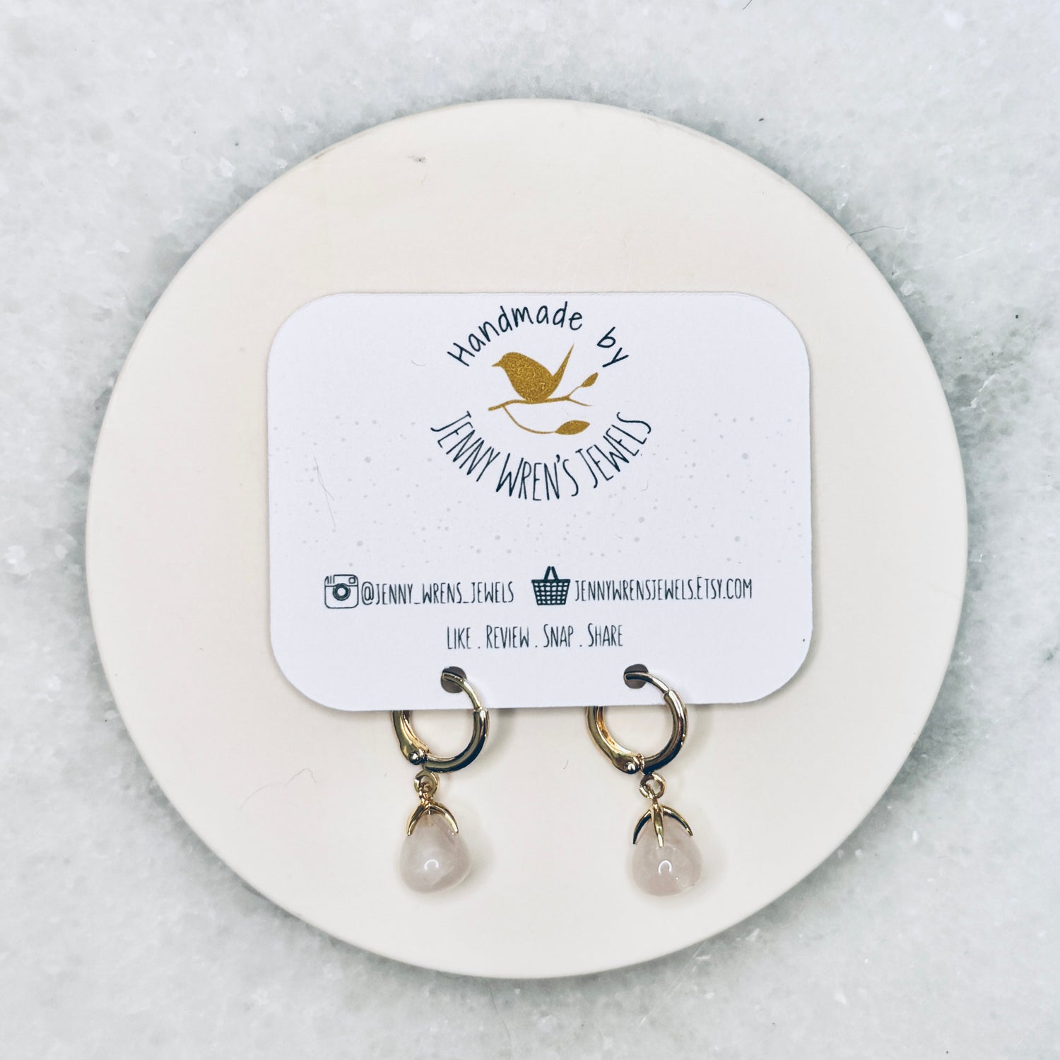 Rose Quartz Hoop Earrings
