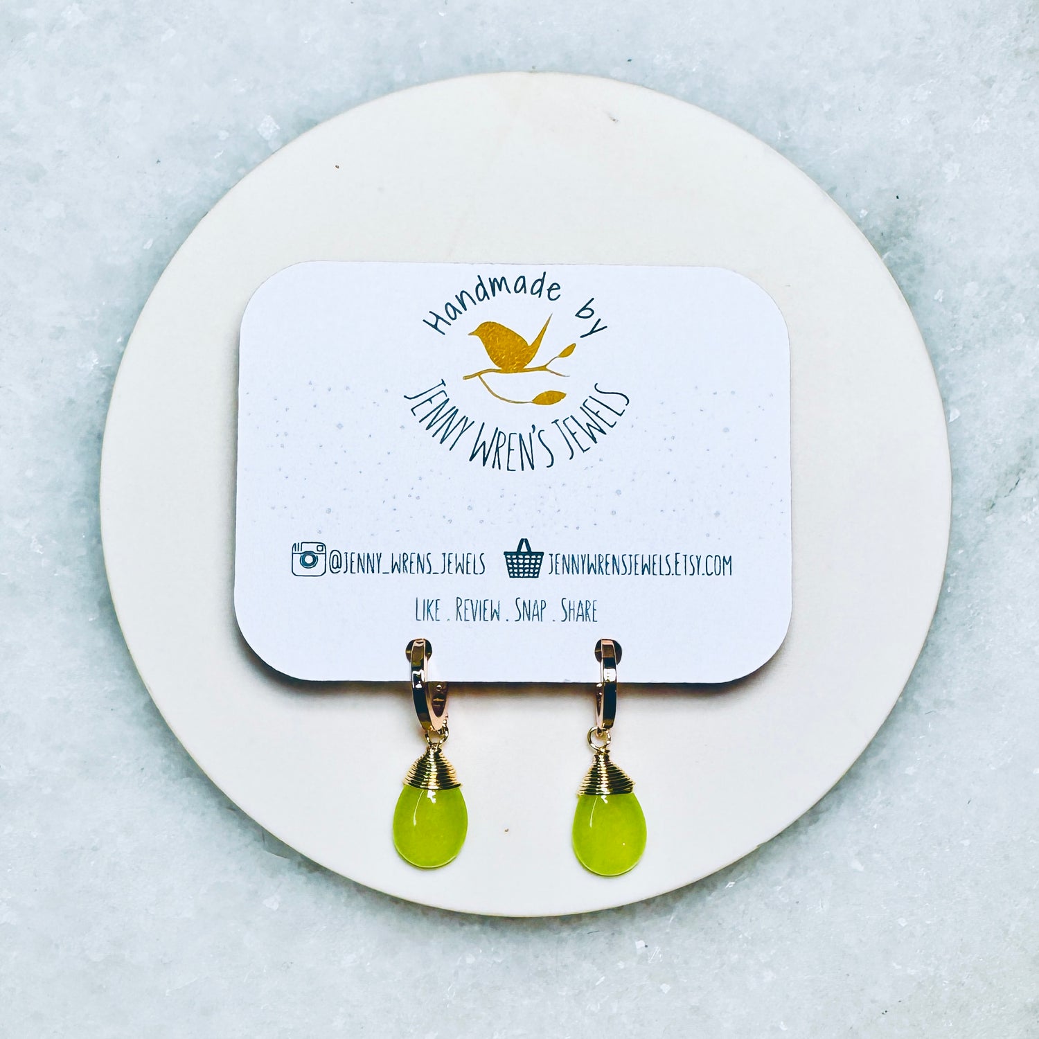 Yellow Jade Hoop Earrings