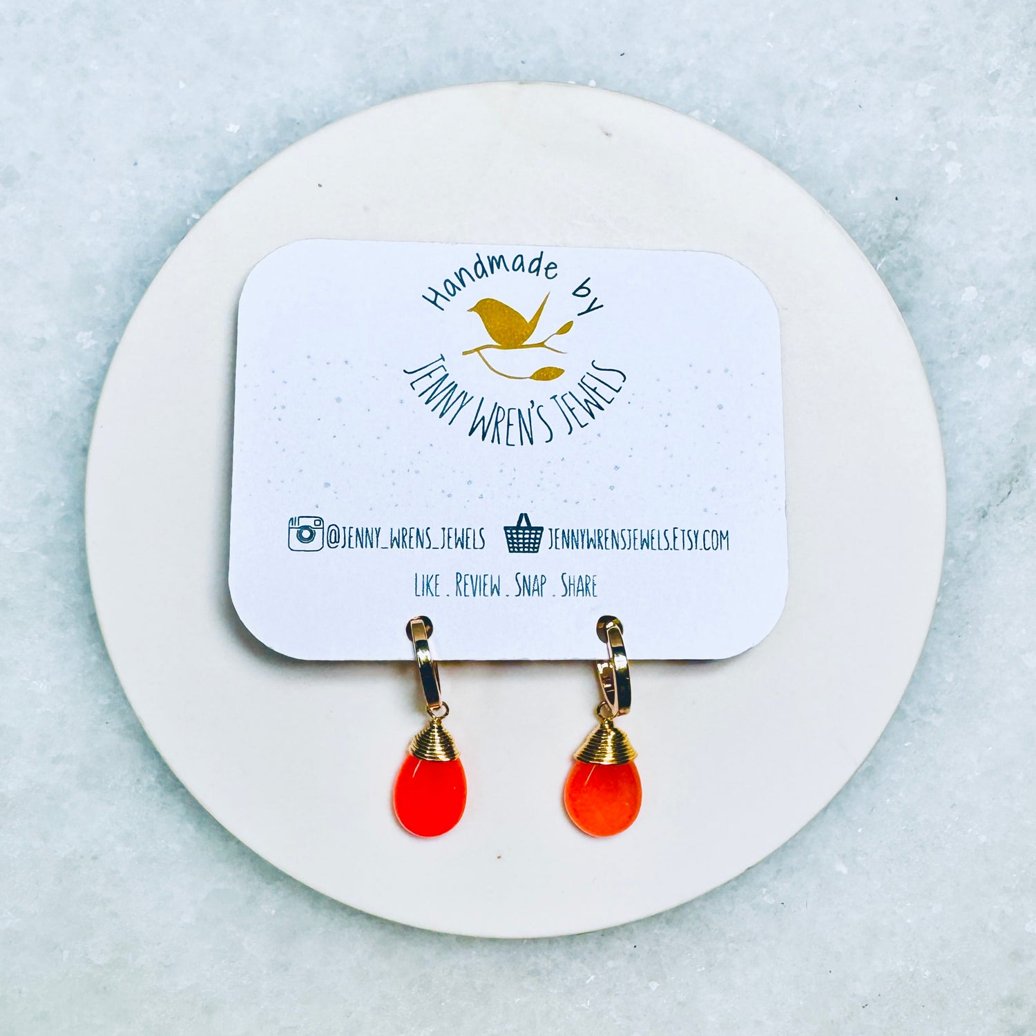 Coral Jade Hoop Earrings