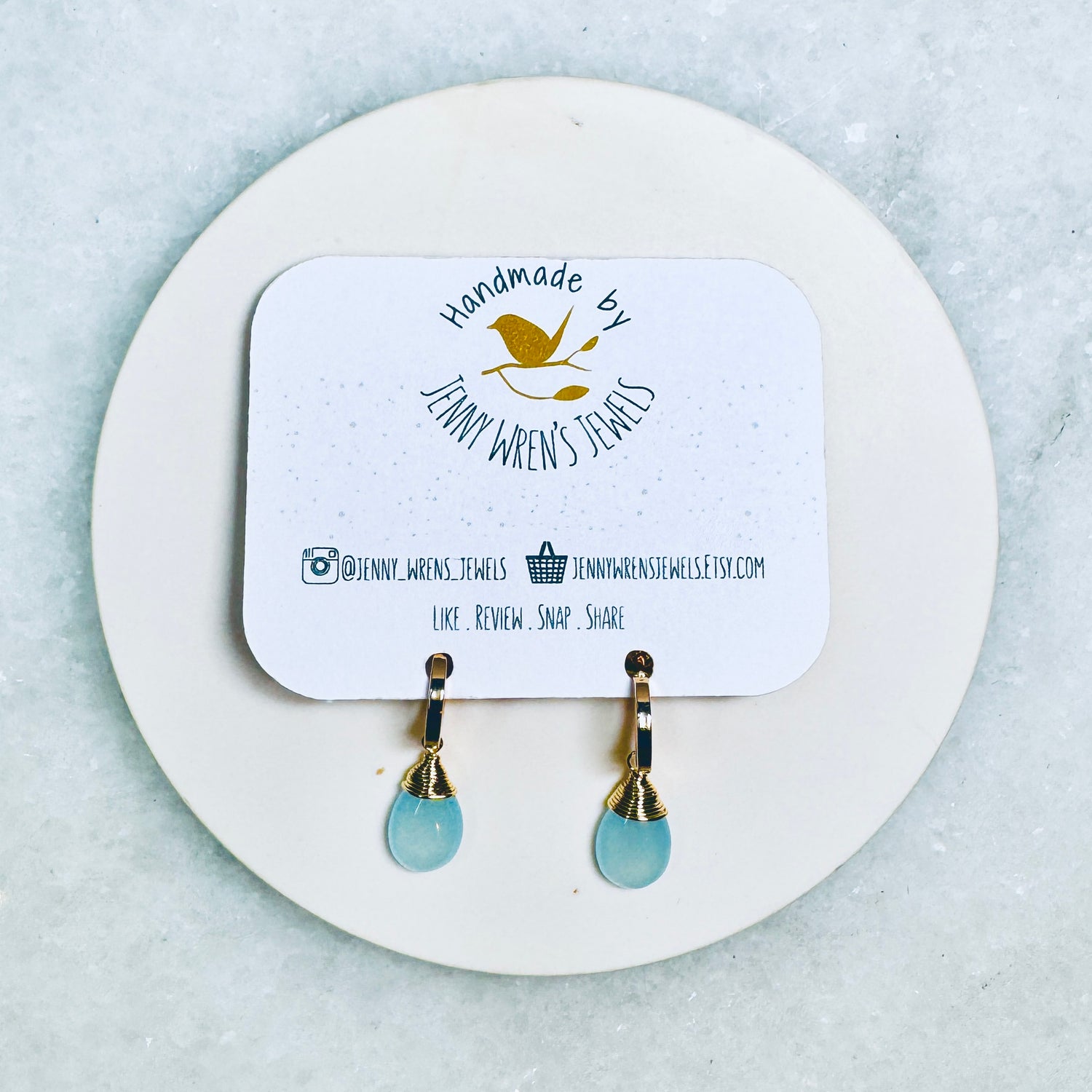 Blue Jade Hoop Earrings