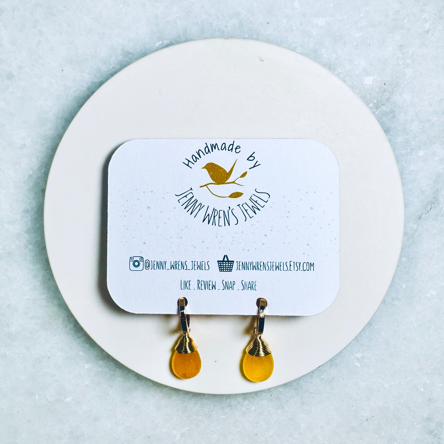 Orange Jade Hoop Earrings