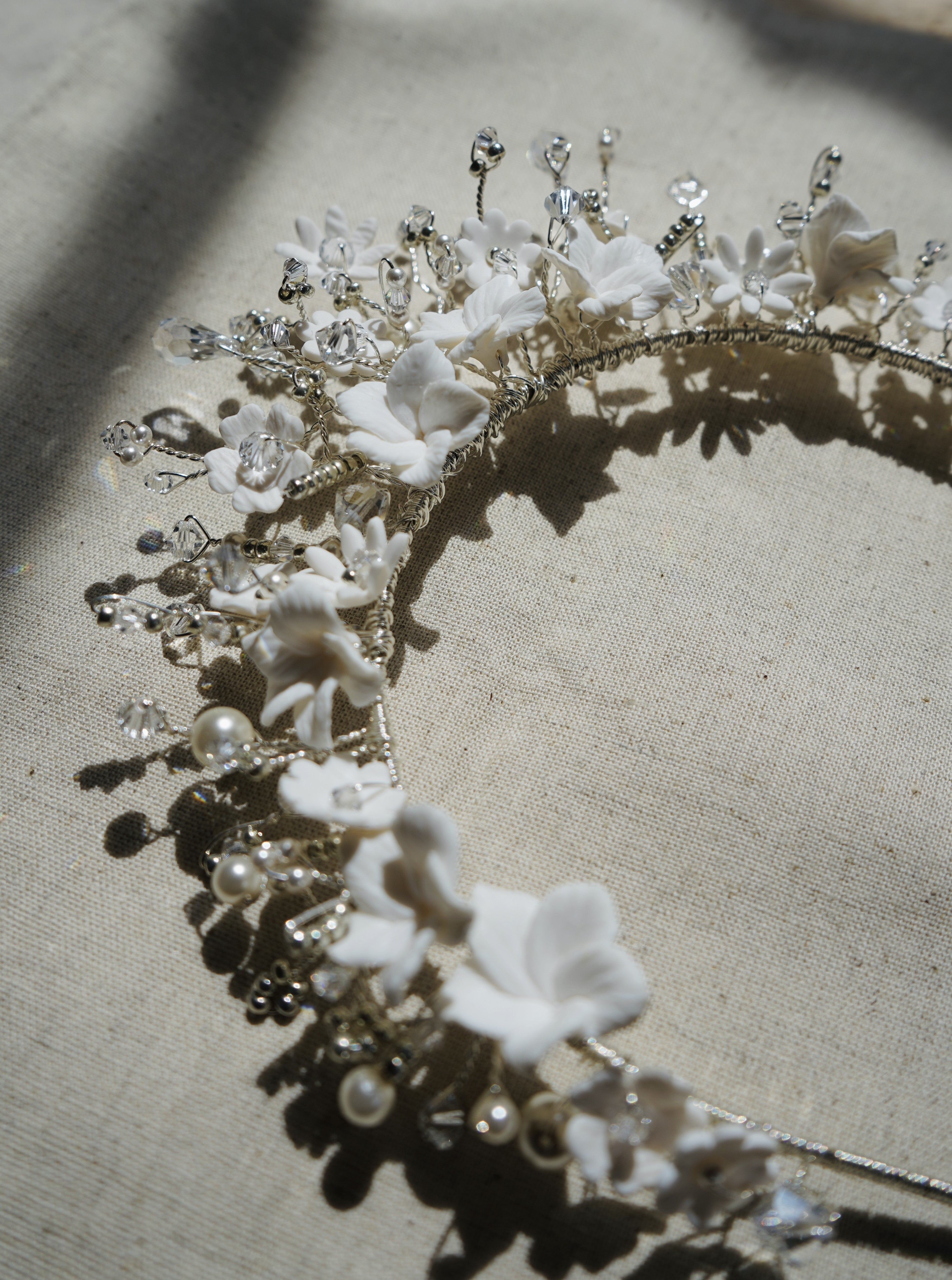 Hand Crafted Floral Clay Crown – Jen Gilbert Bridal