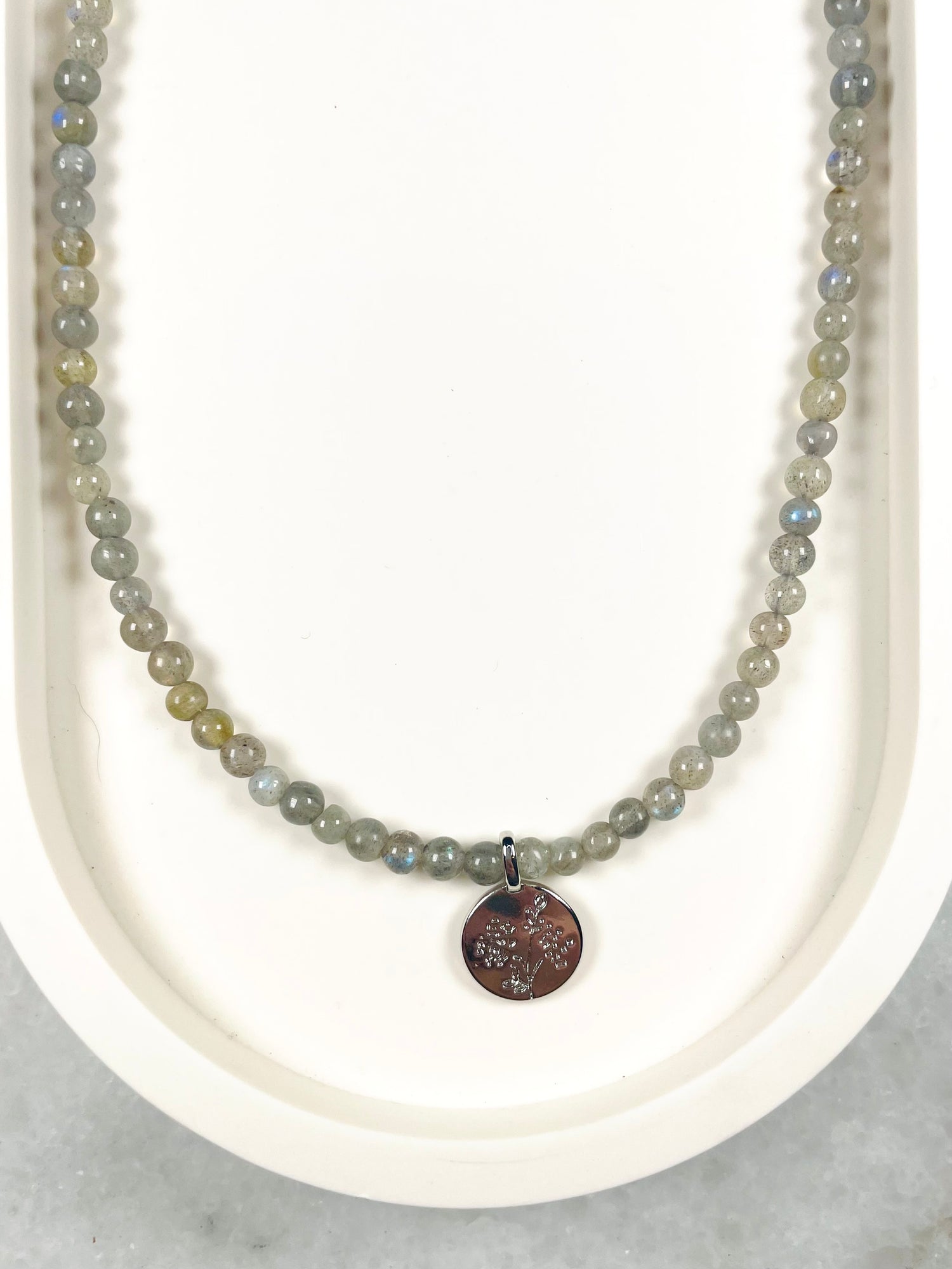 Gold medallion and Labradorite beaded necklace