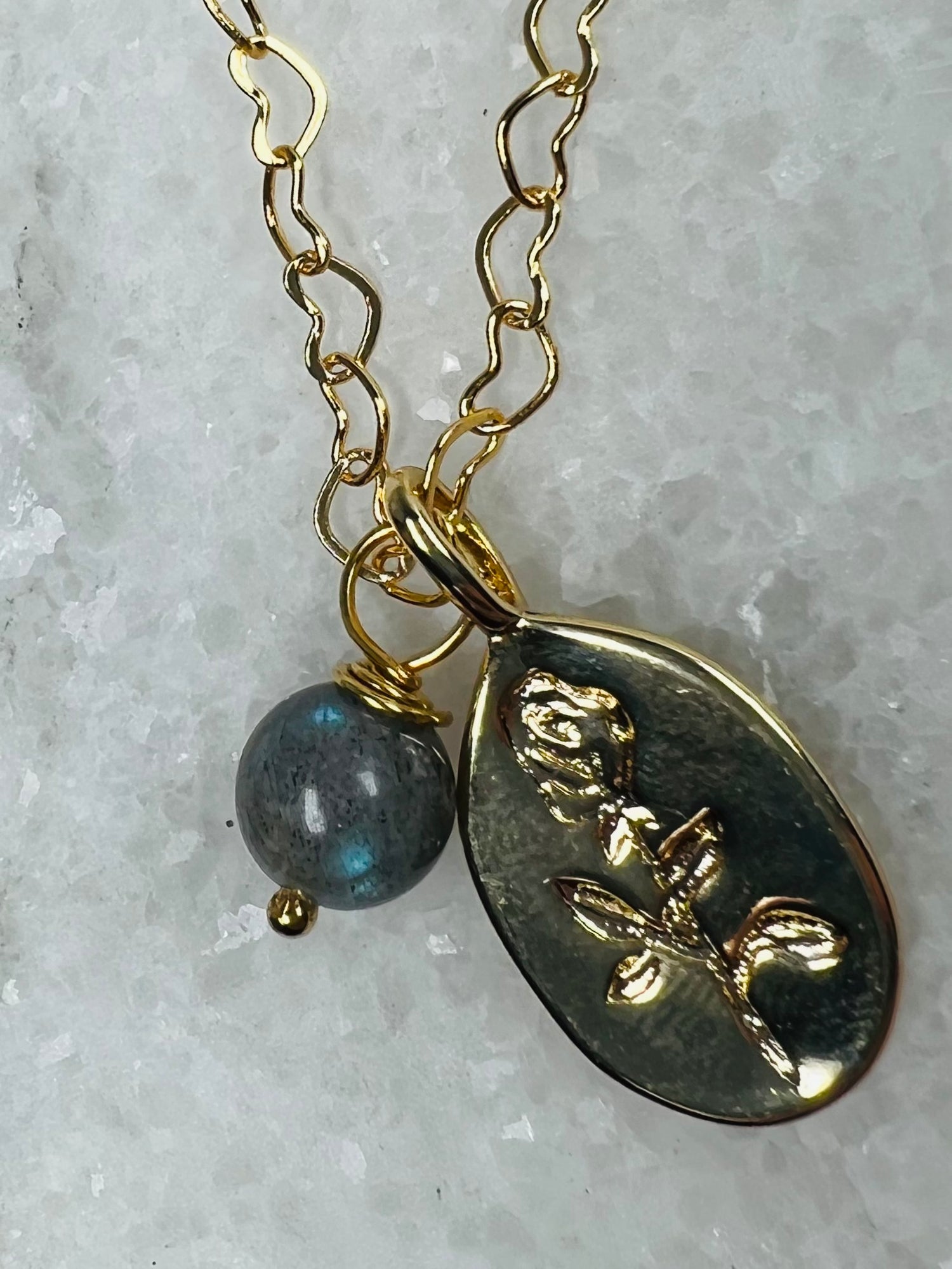 Labradorite Gold  Pendant